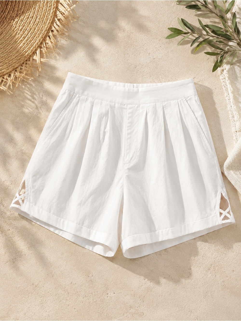 Anthropologie Celandine Cotton Pull-On Shorts NWT White Resort Summer Medium